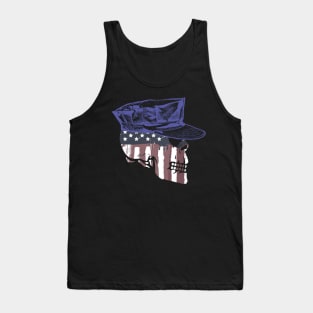 Painted American Flag Military Skull Tank Top